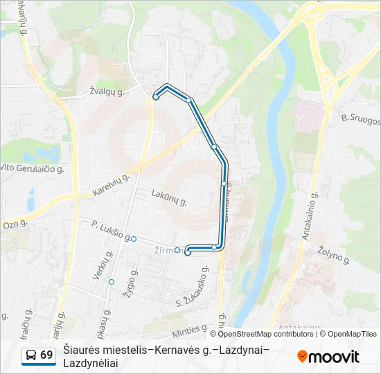 Автобус 69: карта маршрута
