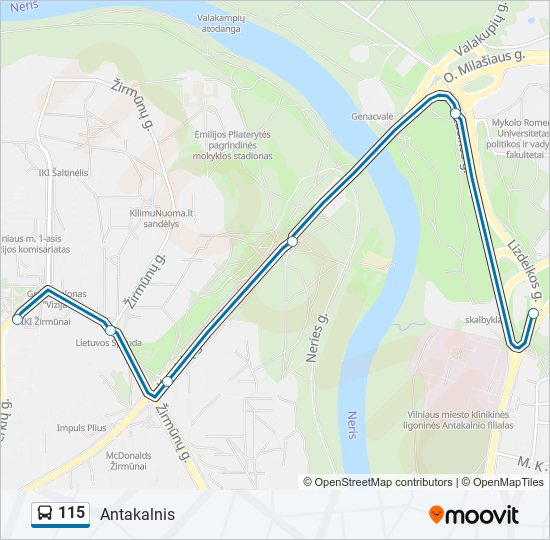 115 bus Line Map