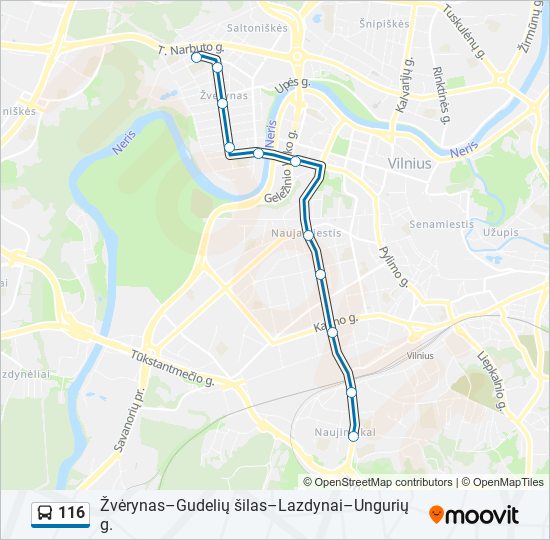 116 bus Line Map