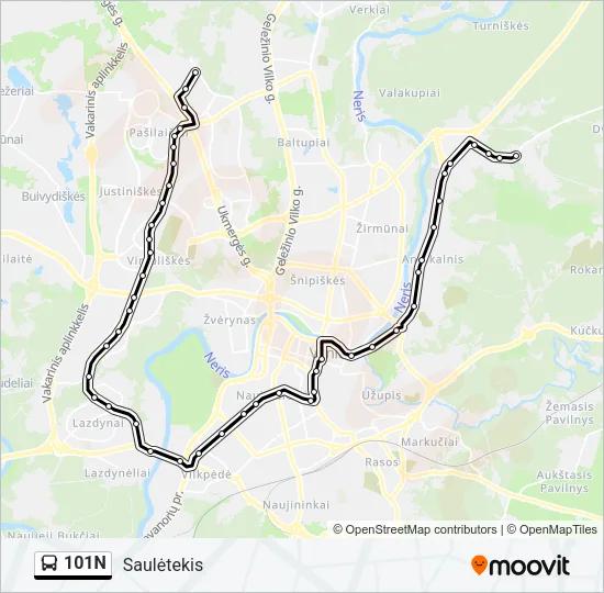 101N Bus Line Map