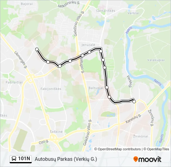 101N Bus Line Map