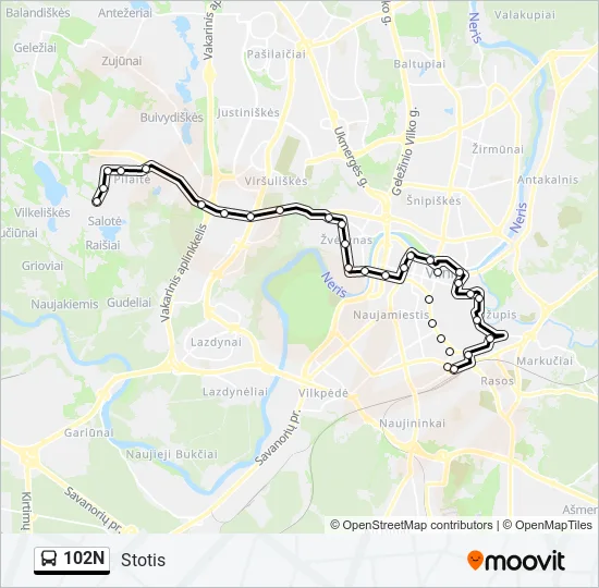 102N Bus Line Map
