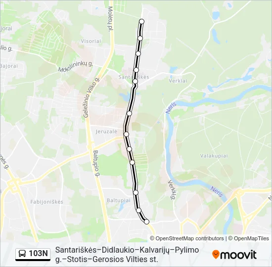 103N Bus Line Map
