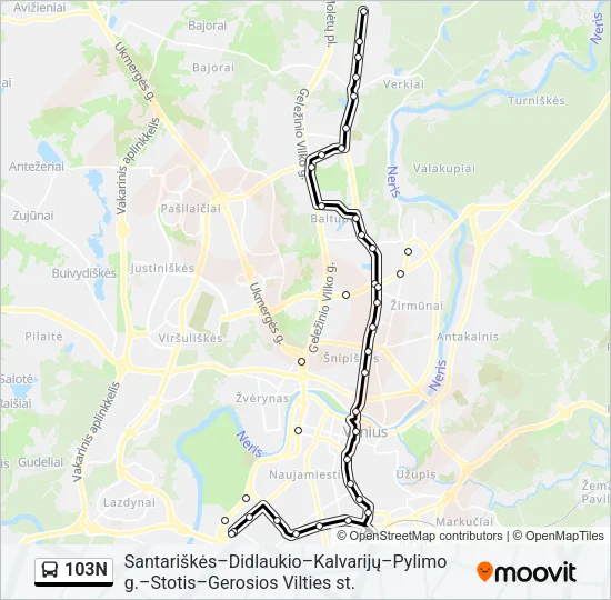 103N Bus Line Map