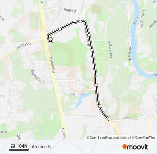 104N bus Line Map