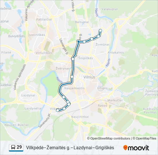 Автобус 29: карта маршрута