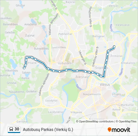 Автобус 30: карта маршрута