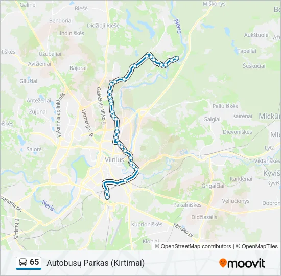65 Bus Line Map