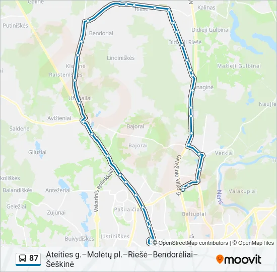 87 Bus Line Map