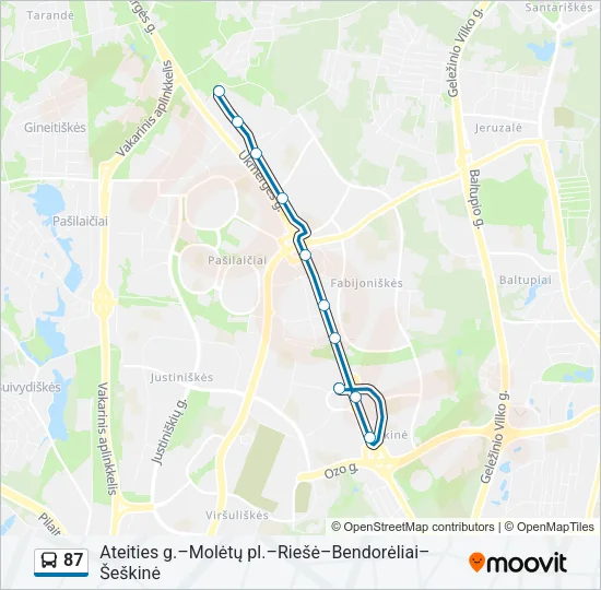 87 Bus Line Map