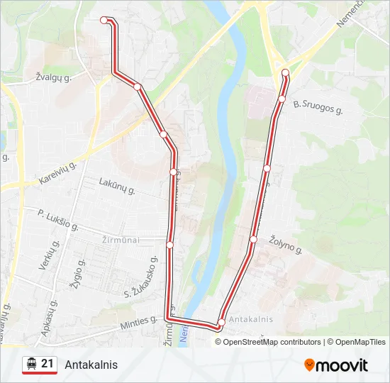 21 Trolleybus Line Map