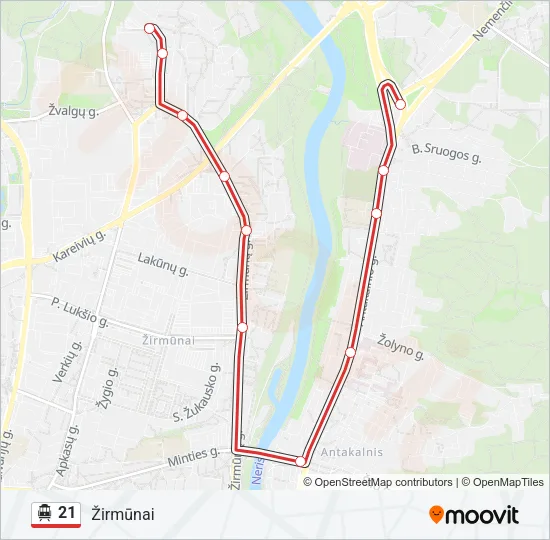 21 Trolleybus Line Map