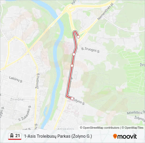 21 Trolleybus Line Map