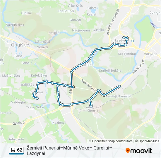 62 Bus Line Map