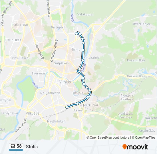 Автобус 58: карта маршрута