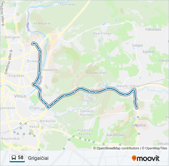 Автобус 58: карта маршрута