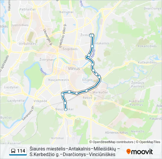 Автобус 114: карта маршрута