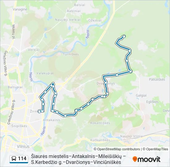 114 Bus Line Map