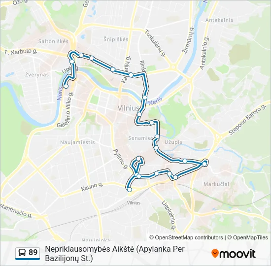 Автобус 89: карта маршрута