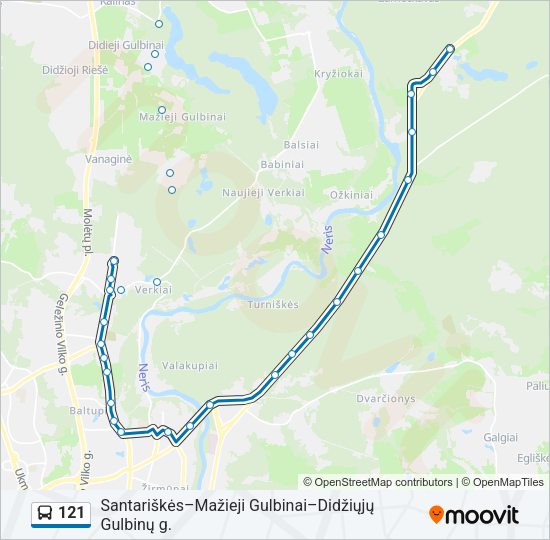 Автобус 121: карта маршрута