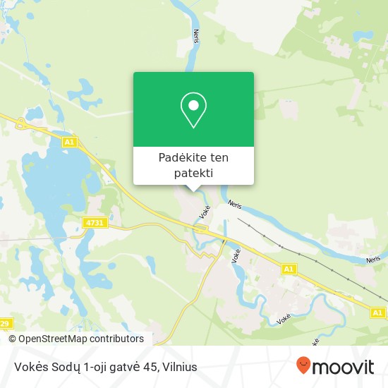 Vokės Sodų 1-oji gatvė 45 žemėlapis