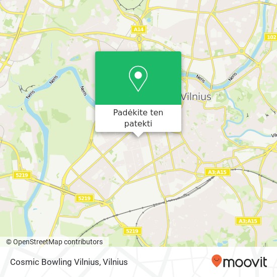 Cosmic Bowling Vilnius žemėlapis