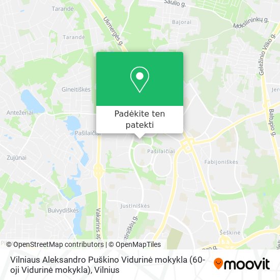 Vilniaus Aleksandro Puškino Vidurinė mokykla (60-oji Vidurinė mokykla) žemėlapis