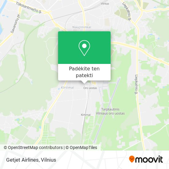 Getjet Airlines žemėlapis