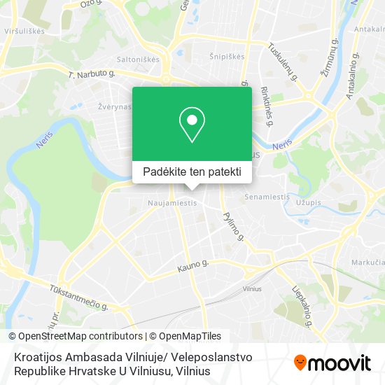 Kroatijos Ambasada Vilniuje/ Veleposlanstvo Republike Hrvatske U Vilniusu žemėlapis