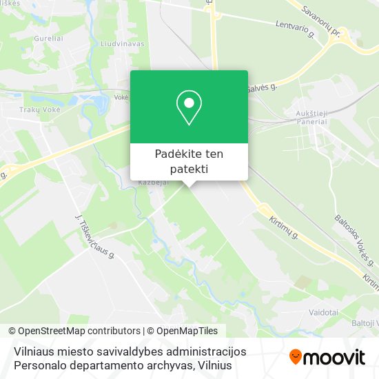 Vilniaus miesto savivaldybes administracijos Personalo departamento archyvas žemėlapis