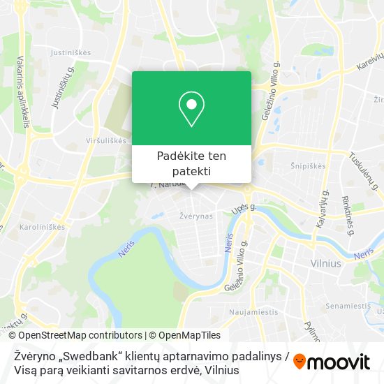 Žvėryno „Swedbank“ klientų aptarnavimo padalinys / Visą parą veikianti savitarnos erdvė žemėlapis