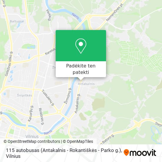 115 autobusas (Antakalnis - Rokantiškės - Parko g.) žemėlapis