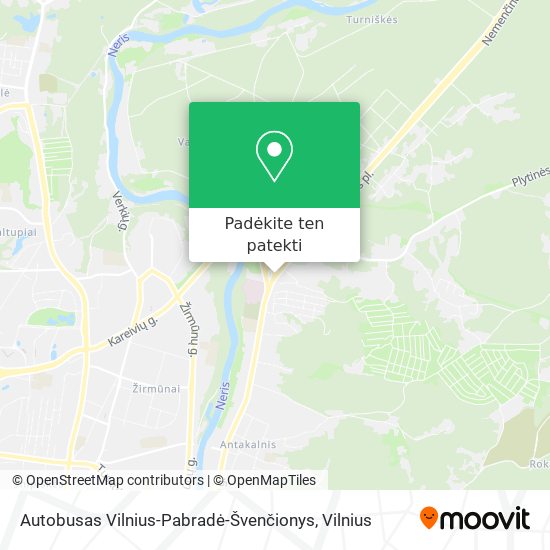 Autobusas Vilnius-Pabradė-Švenčionys žemėlapis