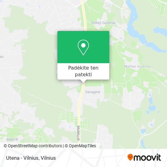 Utena - Vilnius žemėlapis