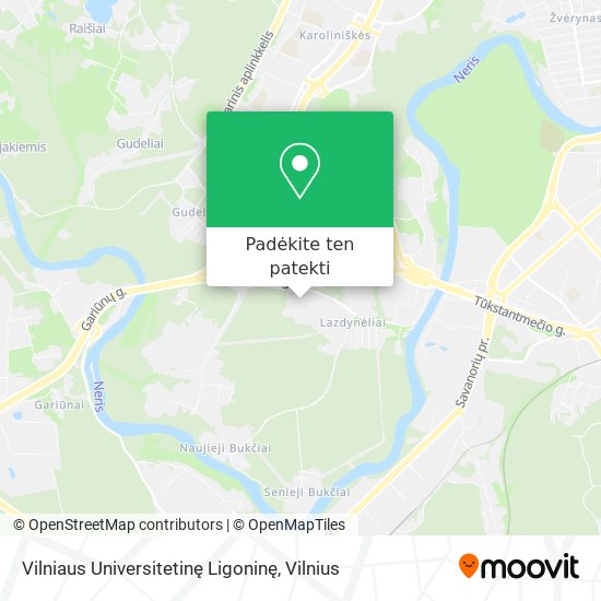 Vilniaus Universitetinę Ligoninę žemėlapis