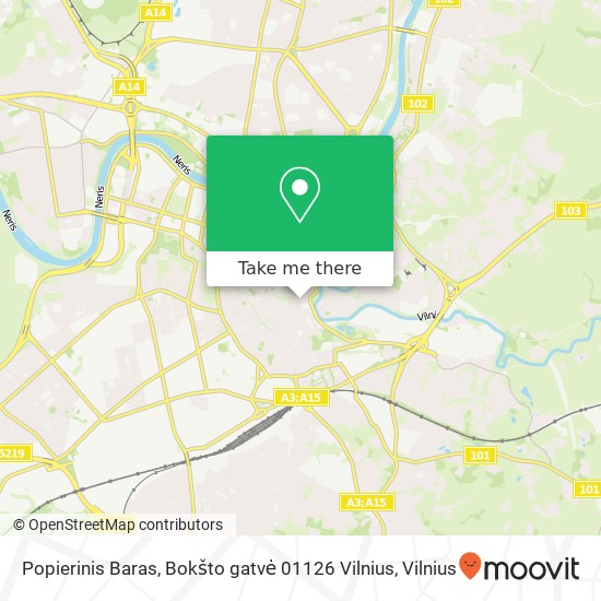Popierinis Baras, Bokšto gatvė 01126 Vilnius žemėlapis