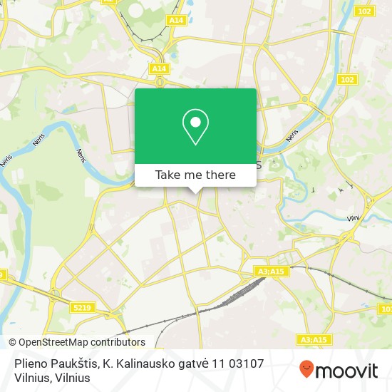 Plieno Paukštis, K. Kalinausko gatvė 11 03107 Vilnius žemėlapis
