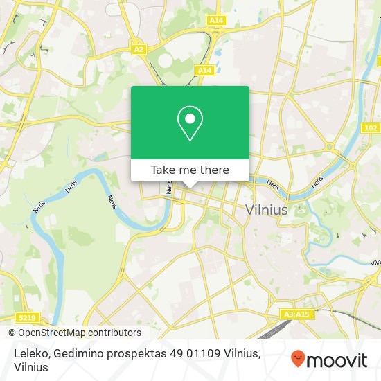 Leleko, Gedimino prospektas 49 01109 Vilnius žemėlapis