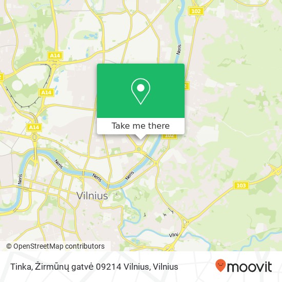Tinka, Žirmūnų gatvė 09214 Vilnius žemėlapis