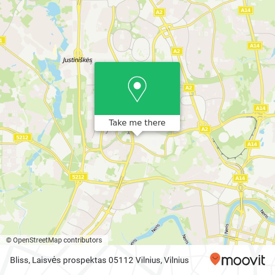 Bliss, Laisvės prospektas 05112 Vilnius žemėlapis