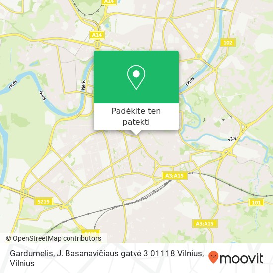 Gardumelis, J. Basanavičiaus gatvė 3 01118 Vilnius žemėlapis