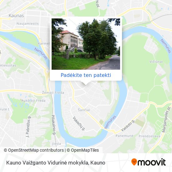 Kauno Vaižganto Vidurinė mokykla žemėlapis